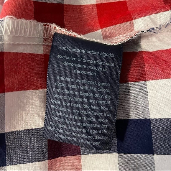 Tommy Hilfiger Red White Blue Roll Tab Check Poplin Button Down Shirt Top  Med. - Picture 14 of 16